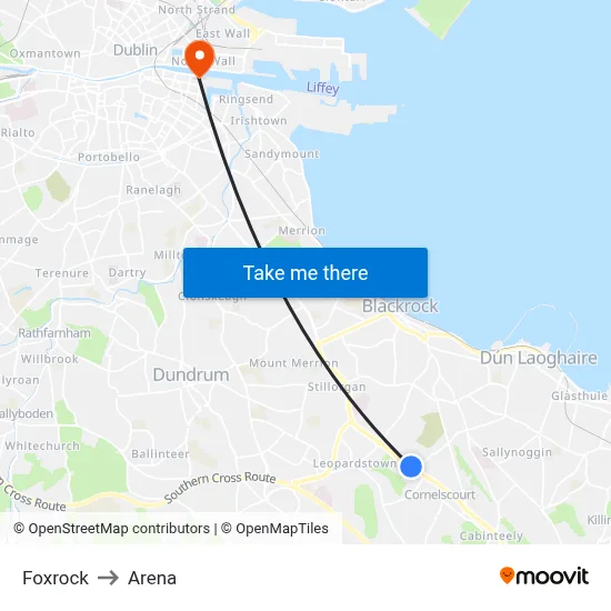 Foxrock to Arena map