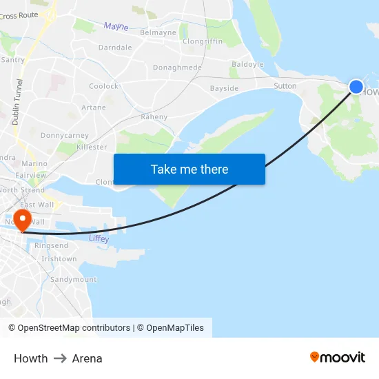 Howth to Arena map