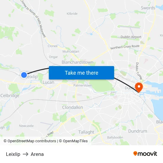 Leixlip to Arena map