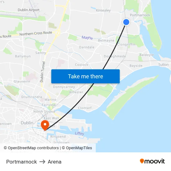 Portmarnock to Arena map