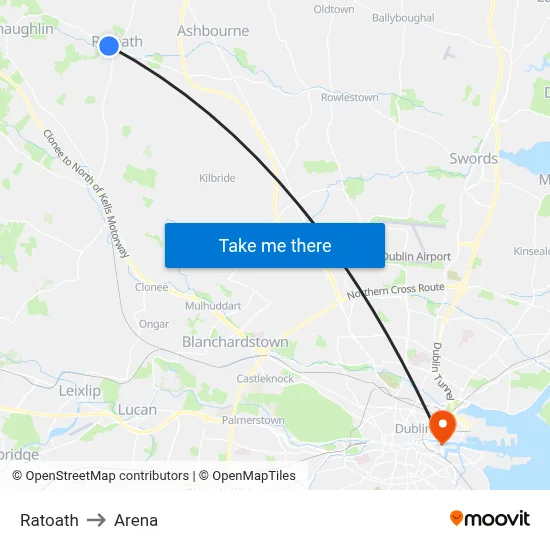 Ratoath to Arena map