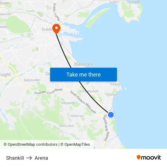 Shankill to Arena map