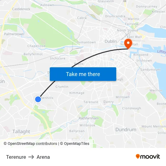 Terenure to Arena map