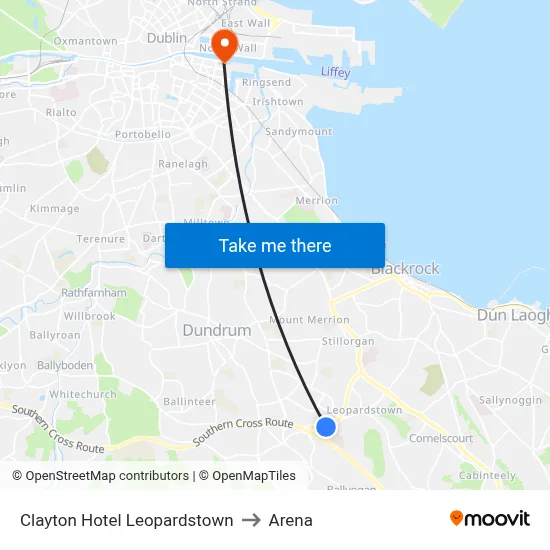 Clayton Hotel Leopardstown to Arena map