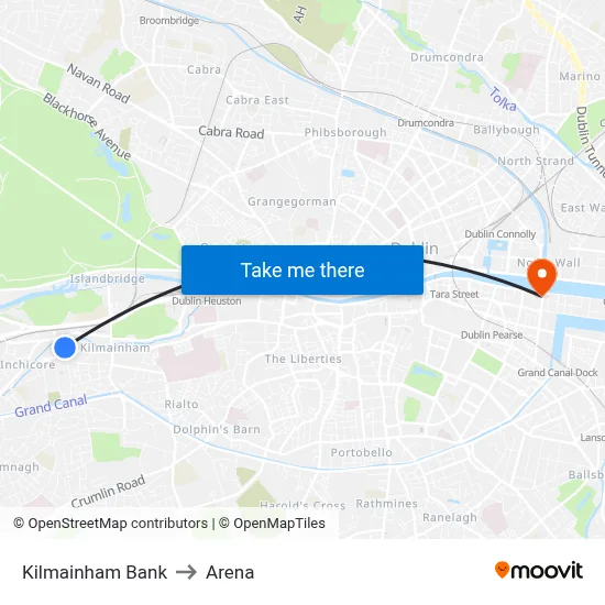 Kilmainham Bank to Arena map