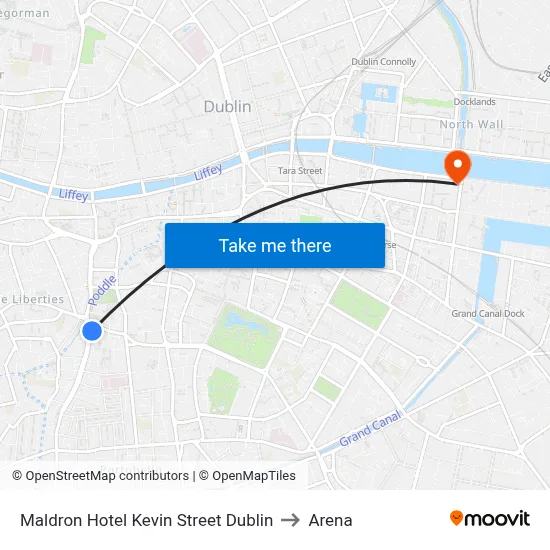 Maldron Hotel Kevin Street Dublin to Arena map