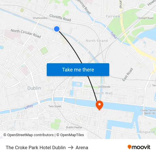 The Croke Park Hotel Dublin to Arena map