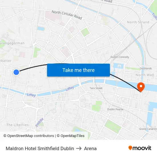 Maldron Hotel Smithfield Dublin to Arena map