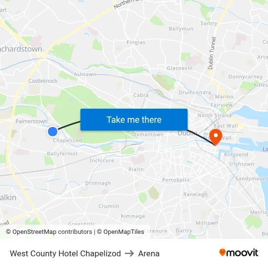 West County Hotel Chapelizod to Arena map
