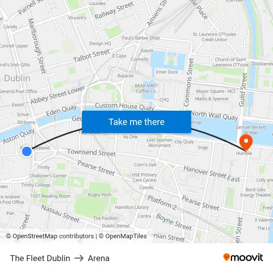 The Fleet Dublin to Arena map
