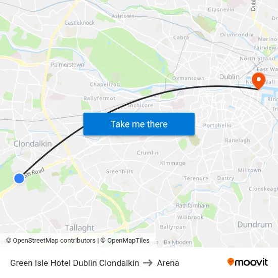 Green Isle Hotel Dublin Clondalkin to Arena map
