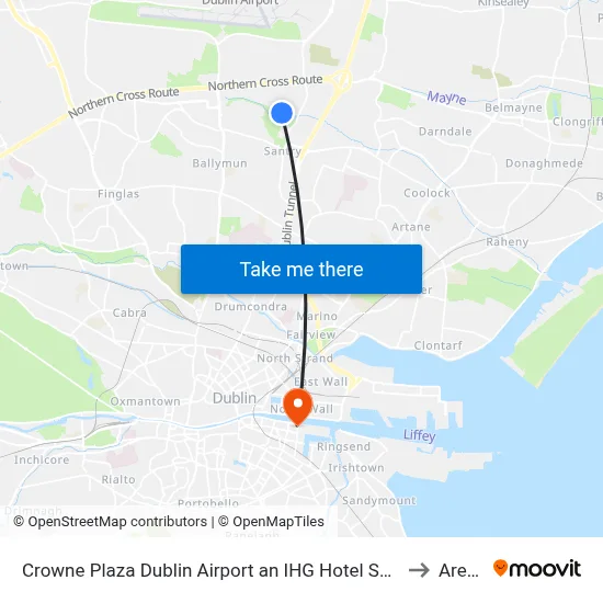 Crowne Plaza Dublin Airport an IHG Hotel Santry to Arena map