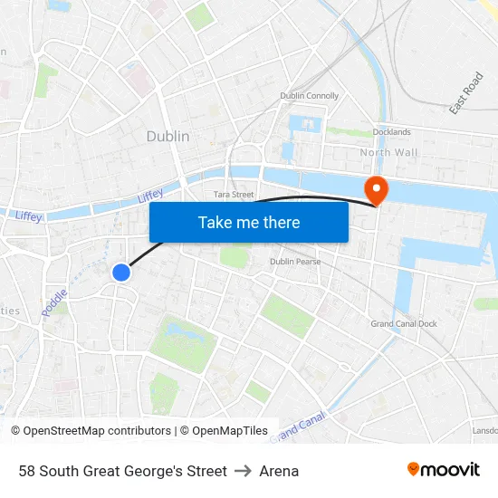 58 South Great George's Street to Arena map