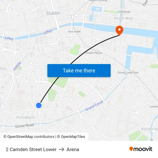 2 Camden Street Lower to Arena map