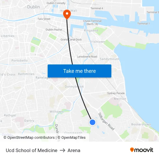 Ucd School of Medicine to Arena map