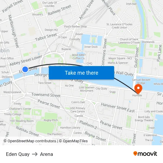 Eden Quay to Arena map