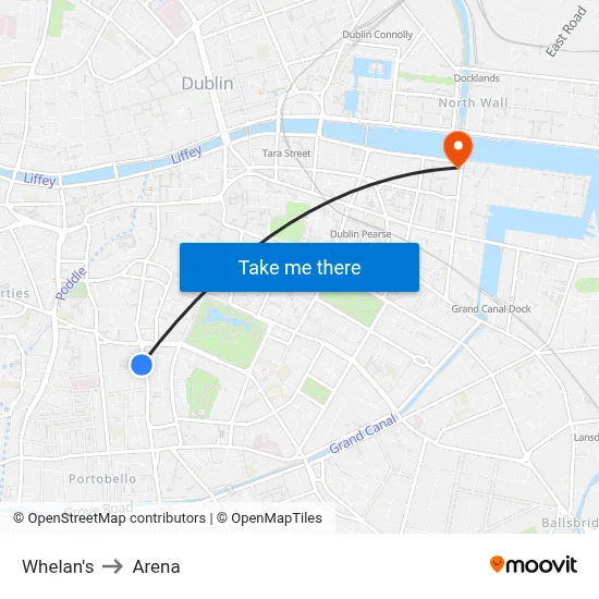 Whelan's to Arena map