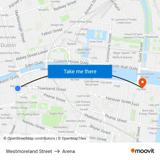 Westmoreland Street to Arena map
