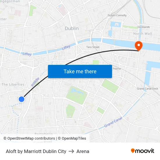 Aloft by Marriott Dublin City to Arena map