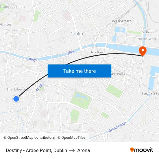 Destiny - Ardee Point, Dublin to Arena map