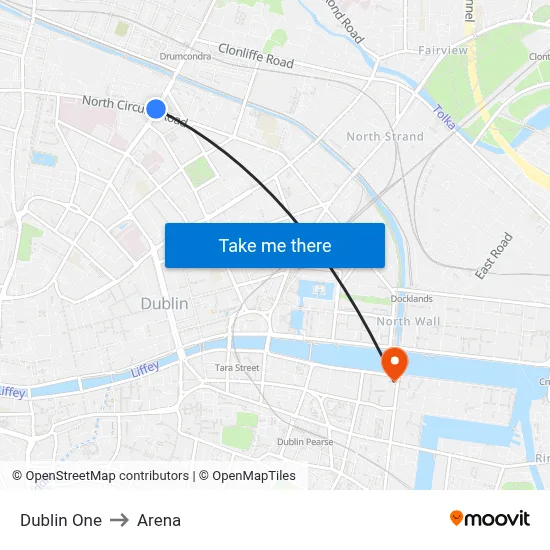 Dublin One to Arena map