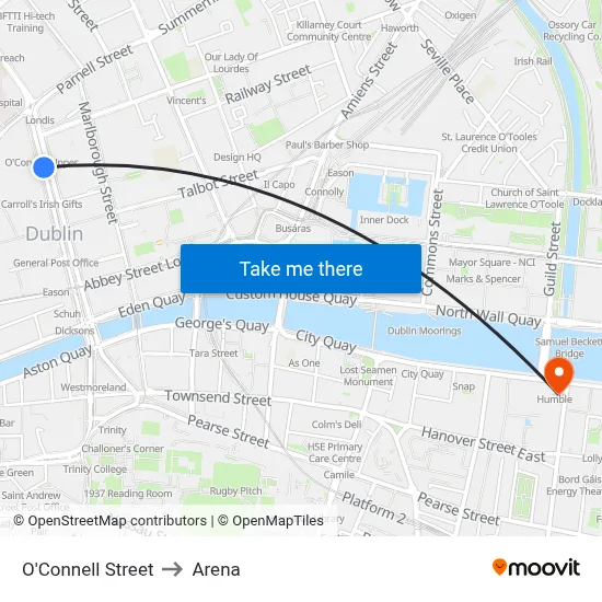 O'Connell Street to Arena map