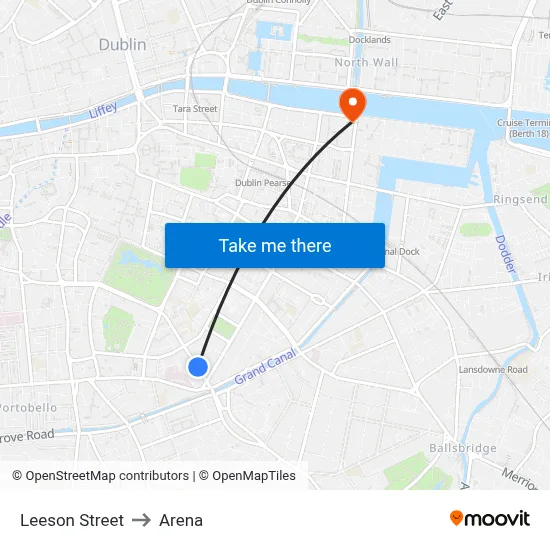 Leeson Street to Arena map