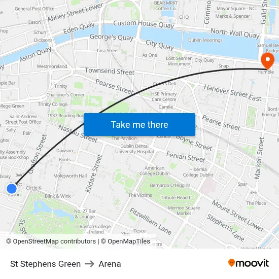 St Stephens Green to Arena map