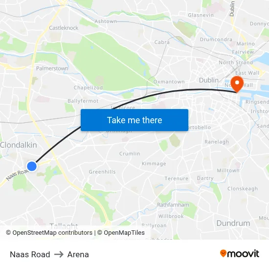 Naas Road to Arena map