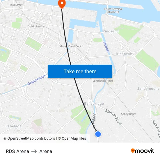 RDS Arena to Arena map