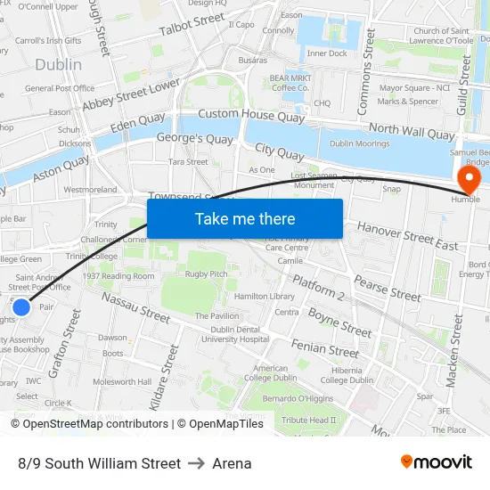 8/9 South William Street to Arena map