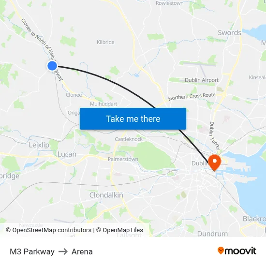 M3 Parkway to Arena map