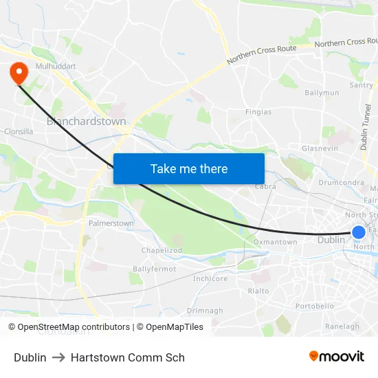 Dublin to Hartstown Comm Sch map