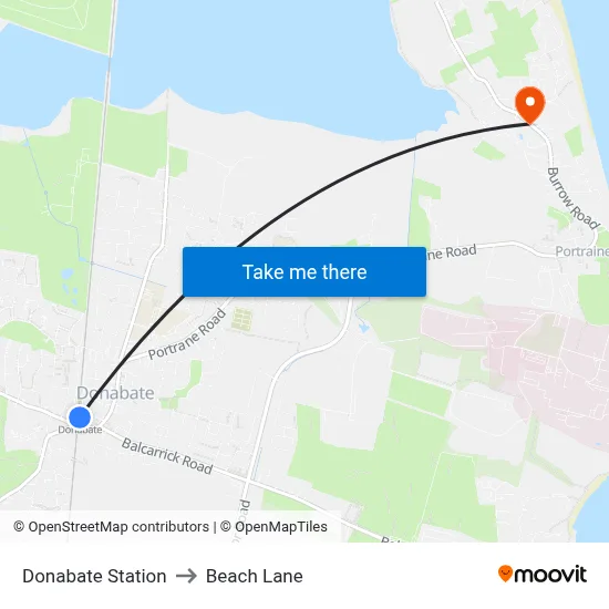 Donabate Station to Beach Lane map