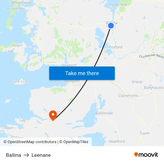 Ballina to Leenane map
