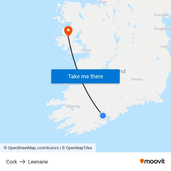 Cork to Leenane map