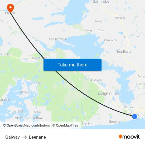Galway to Leenane map