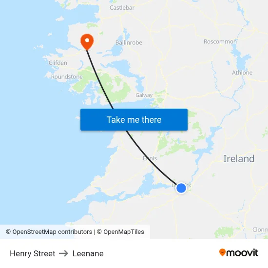 Henry Street to Leenane map