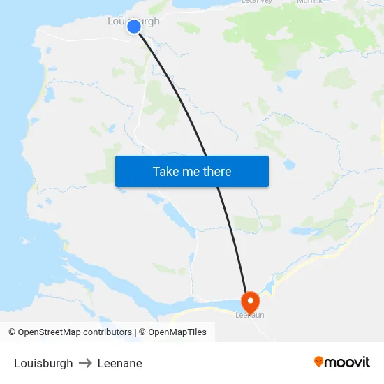 Louisburgh to Leenane map