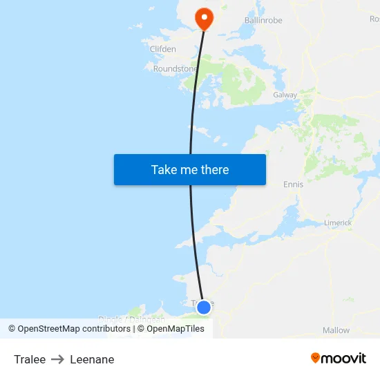 Tralee to Leenane map