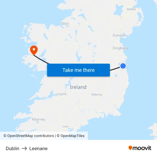 Dublin to Leenane map