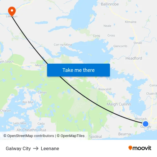 Galway City to Leenane map