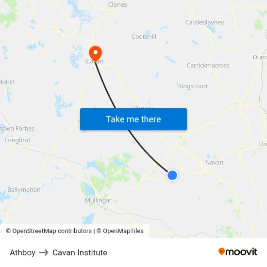 Athboy to Cavan Institute map