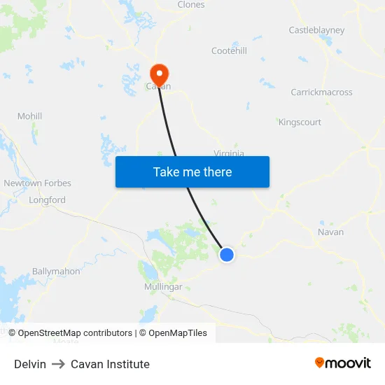 Delvin to Cavan Institute map