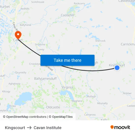 Kingscourt to Cavan Institute map