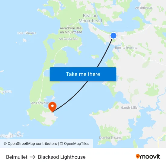 Belmullet to Blacksod Lighthouse map