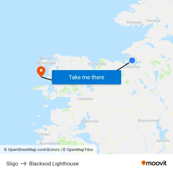 Sligo to Blacksod Lighthouse map