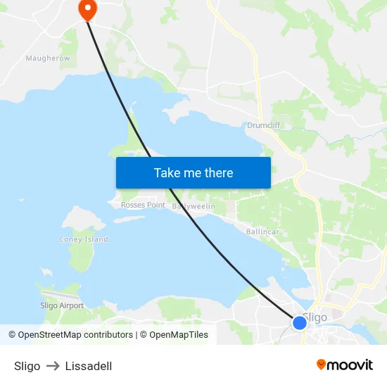 Sligo to Lissadell map