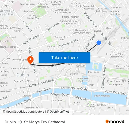 Dublin to St Marys Pro Cathedral map