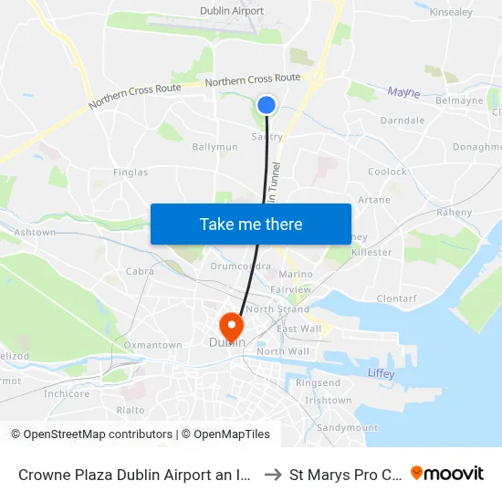 Crowne Plaza Dublin Airport an IHG Hotel Santry to St Marys Pro Cathedral map